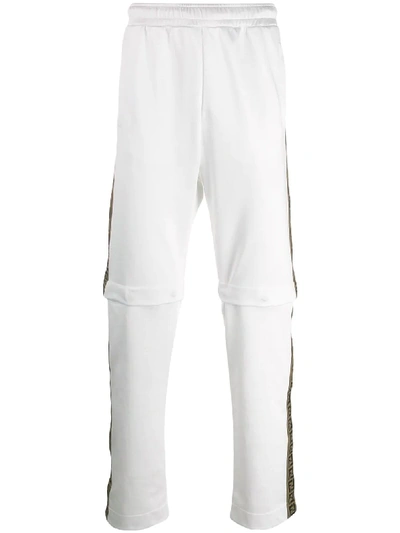 Fendi Logo条纹可拆式细节长裤 In White