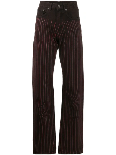 Y/project Striped Wide-leg Denim Jeans In Brown