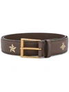 Gucci Bee Print Belt In Brown