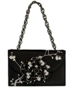 OSCAR DE LA RENTA EMBROIDERED SATIN TRO BAG