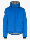 Canada Goose Logo Patch Hooded Padded Jacket In Blue