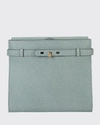 Valextra Brera B-tracollina Textured-leather Shoulder Bag In Blue/gray