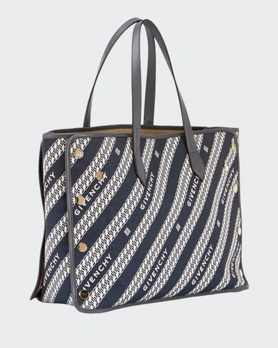 Givenchy Medium Bond Chain Canvas Tote Bag In Blue