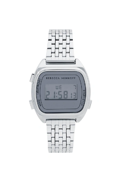 Rebecca Minkoff Digital Silver Tone Bracelet Watch, 34mm