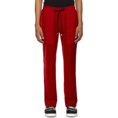 Amiri Drawstring-cuff Straight Velvet Jogging Bottoms In Red