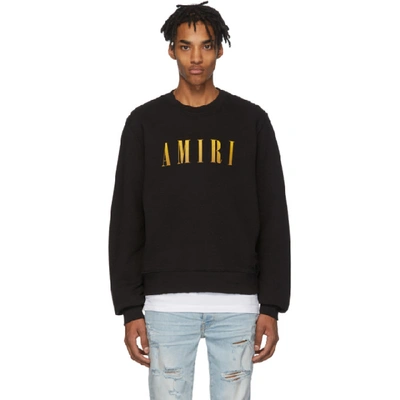 Amiri Distressed Logo-print Cotton Sweatshirt In Black