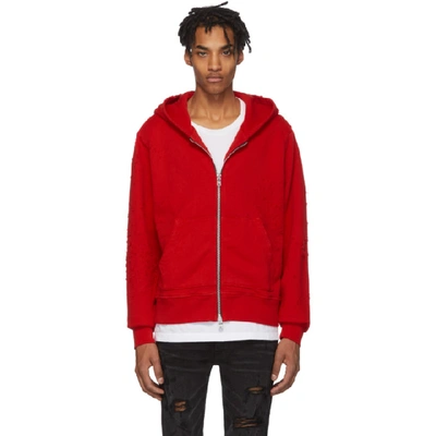 Amiri Men's Shotgun Zip-front Hoodie In Red