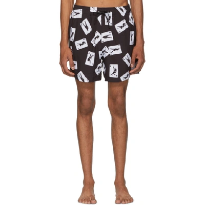 Amiri Short-length Printed Swim Shorts In Blk