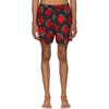 AMIRI AMIRI BLACK AND RED HEARTS SWIM SHORTS