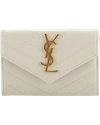 Saint Laurent Monogramme Small Grain De Poudre Envelope Wallet In Soft Cream