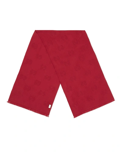 Gucci Wool Gg Jacquard Scarf In Bordeaux