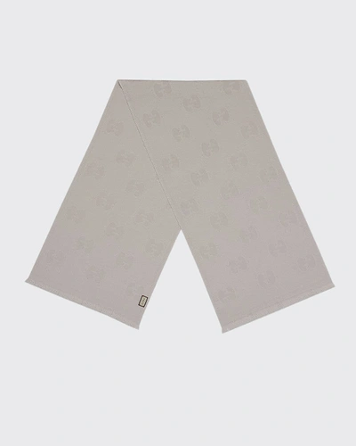 Gucci Wool Gg Jacquard Scarf In Pearl