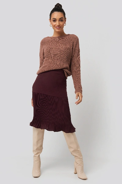 Na-kd Pleated Detail Skirt - Red In Burgundy