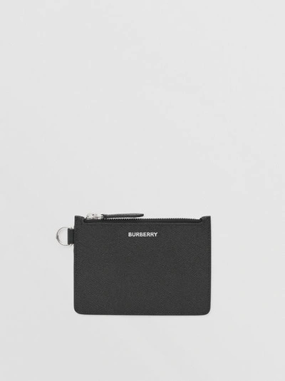 Burberry Grainy Leather Zip Coin Case In Black