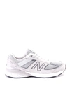 NEW BALANCE 990V5 WHITE TECH MESH AND SUEDE SNEAKERS
