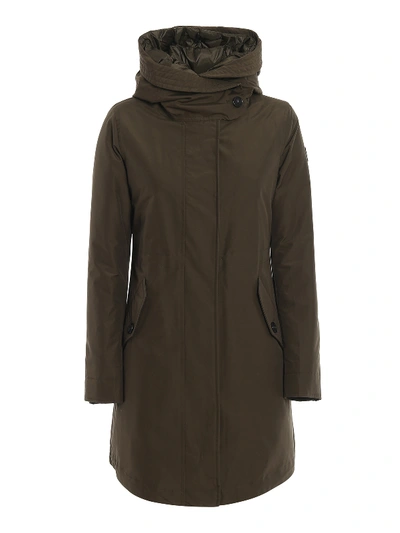 Woolrich Two-in-one Long Military Parka In Dark Green