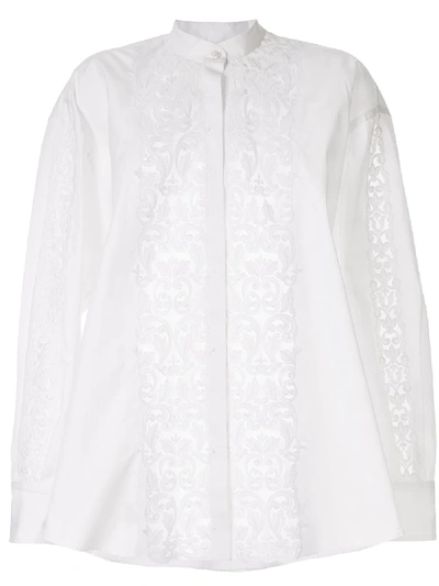 Giambattista Valli Appliqué Band-collar Shirt In White