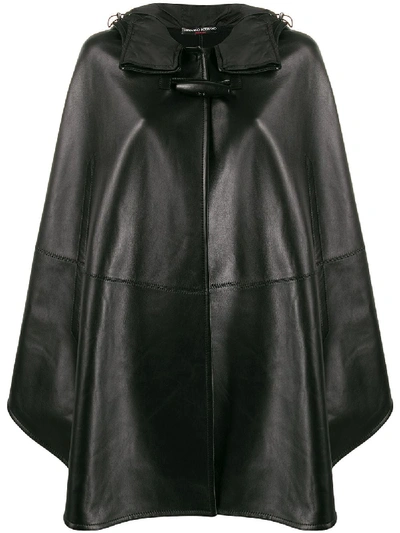 Ermanno Scervino Hooded Leather Cape In 黑色