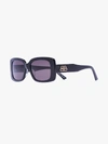 BALENCIAGA BLACK RECTANGULAR BB LOGO SUNGLASSES,BB0048S00114526144