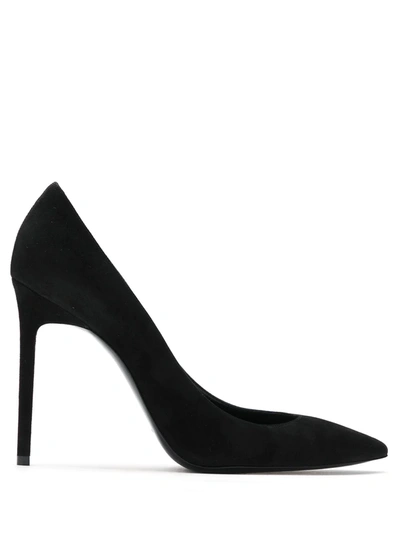 Saint Laurent Black Suede Anja Pumps In Black