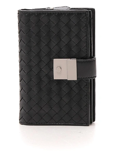 Bottega Veneta Woven Clasp Wallet In Black