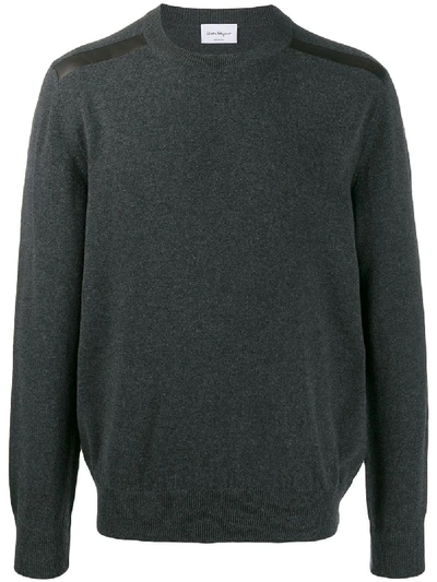 Ferragamo Panelled Knitted Jumper In Grey