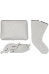 MORGAN LANE SLEEPY LUREX-TRIMMED CASHMERE SOCKS, EYE MASK AND PILLOW SET