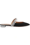 AQUAZZURA EXQUISITE CRYSTAL AND FAUX PEARL-EMBELLISHED GROSGRAIN SLIPPERS
