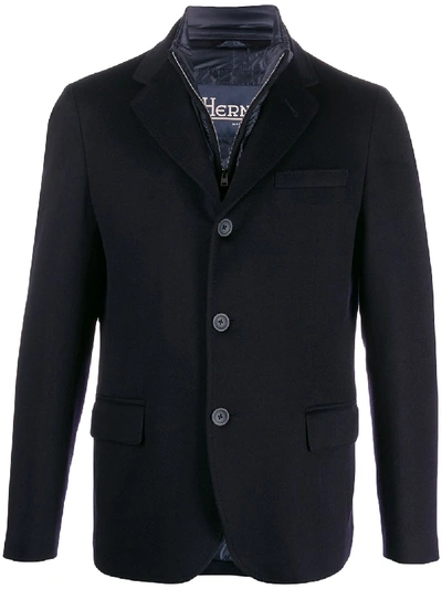 Herno Down Layered Blazer In Blue