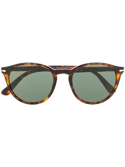 Persol Round Frame Sunglasses In Brown