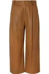 VINCE CROPPED LEATHER WIDE-LEG PANTS