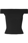 Alexander Mcqueen Off-the-shoulder Ribbed-knit Top In Black