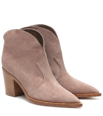 Gianvito Rossi Nevada Suede Ankle Boots In Pink