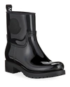 Moncler Ginette Stivale Patent Rain Booties In Black