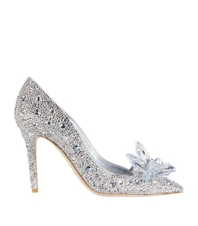 Jimmy Choo Avril 100 Crystal-embellished Pumps With Crystal Brooch In Silver