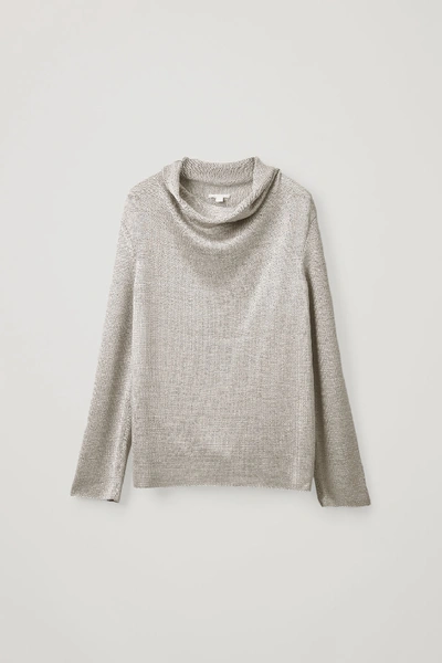 Cos Metallic Knit Sweater In Brown