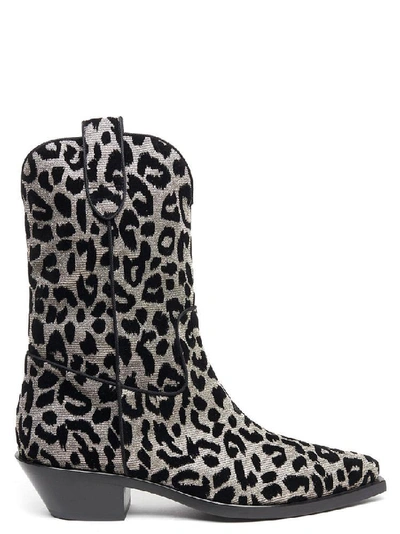 Dolce & Gabbana Leopard Print Cowboy Boots In Multi