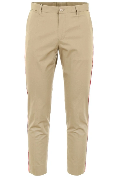 Dolce & Gabbana Logo Patch Chinos In Green