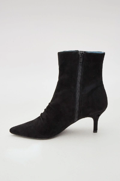 Jaggar Pleat Suede Boot In Black