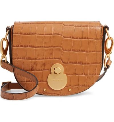 Longchamp Small Cavalcade Crocodile Embossed Leather Crossbody Bag - Brown In Camel