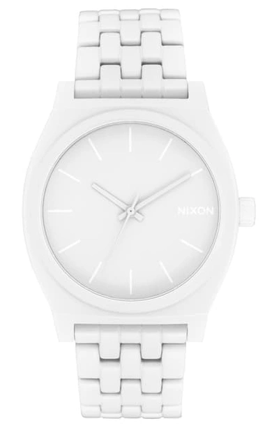Nixon 'the Time Teller' Stainless Steel Bracelet Watch, 37mm In White
