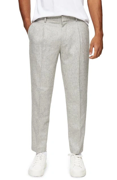 Topman Warm Handle Smart Tapered Trousers In Grey