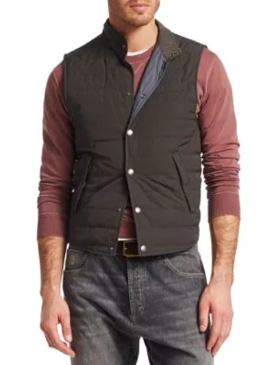 Brunello Cucinelli Stand Collar Quilted Vest In Green