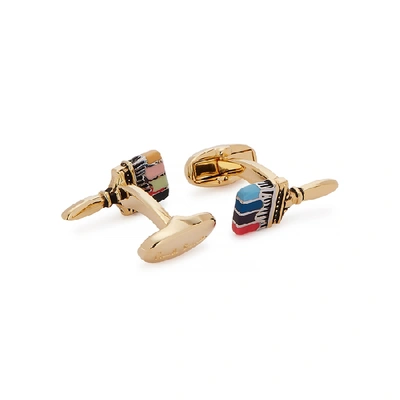 Paul Smith Gold-tone Paint Brush Cufflinks In Multicoloured