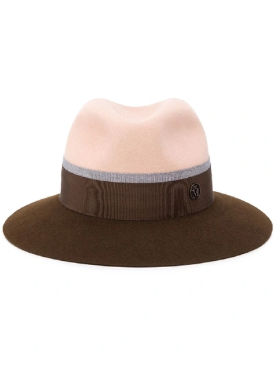 Maison Michel Contrast Fedora Hat In 大地色
