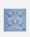 Liberty London Peacock Garden 70 X 70cm Silk Twill Scarf In Blue