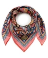 Liberty London Peacock Garden 70 X 70cm Silk Twill Scarf In Khaki