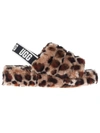 Ugg Fluff Yeah Leopard-print Sheepskin Slingback Slippers In Leopard Amphora