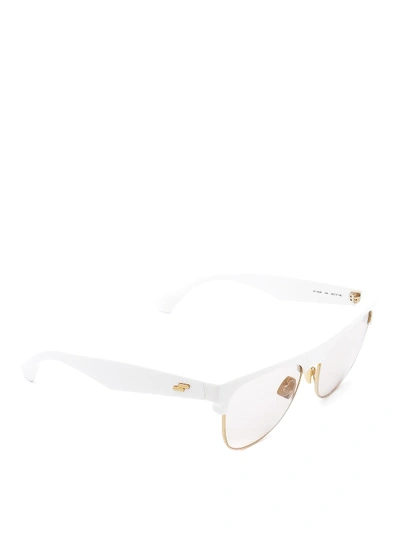 Bottega Veneta White Acetate Clubmaster Sunglasses