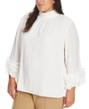 VINCE CAMUTO PLUS SIZE RUFFLE SLEEVE BLOUSE